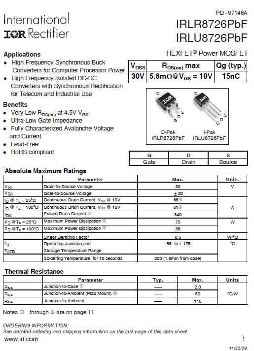 IR8726,KIA100N03AD,90A/30V