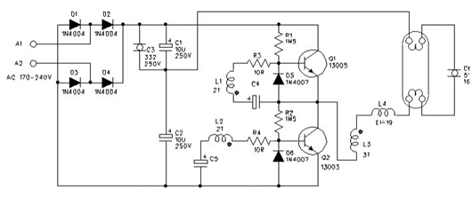 40w電子鎮流器電路