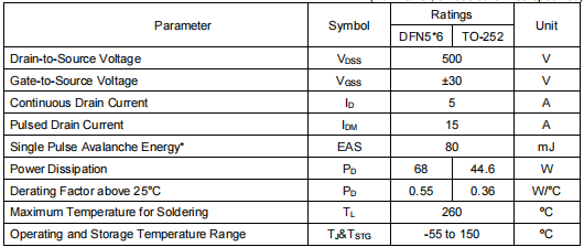 5A 500V MOS,KIA5N50SD