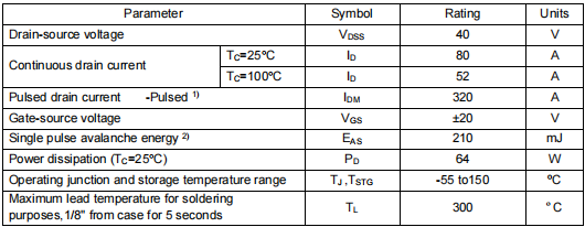 bms mos管,KNY3404D參數